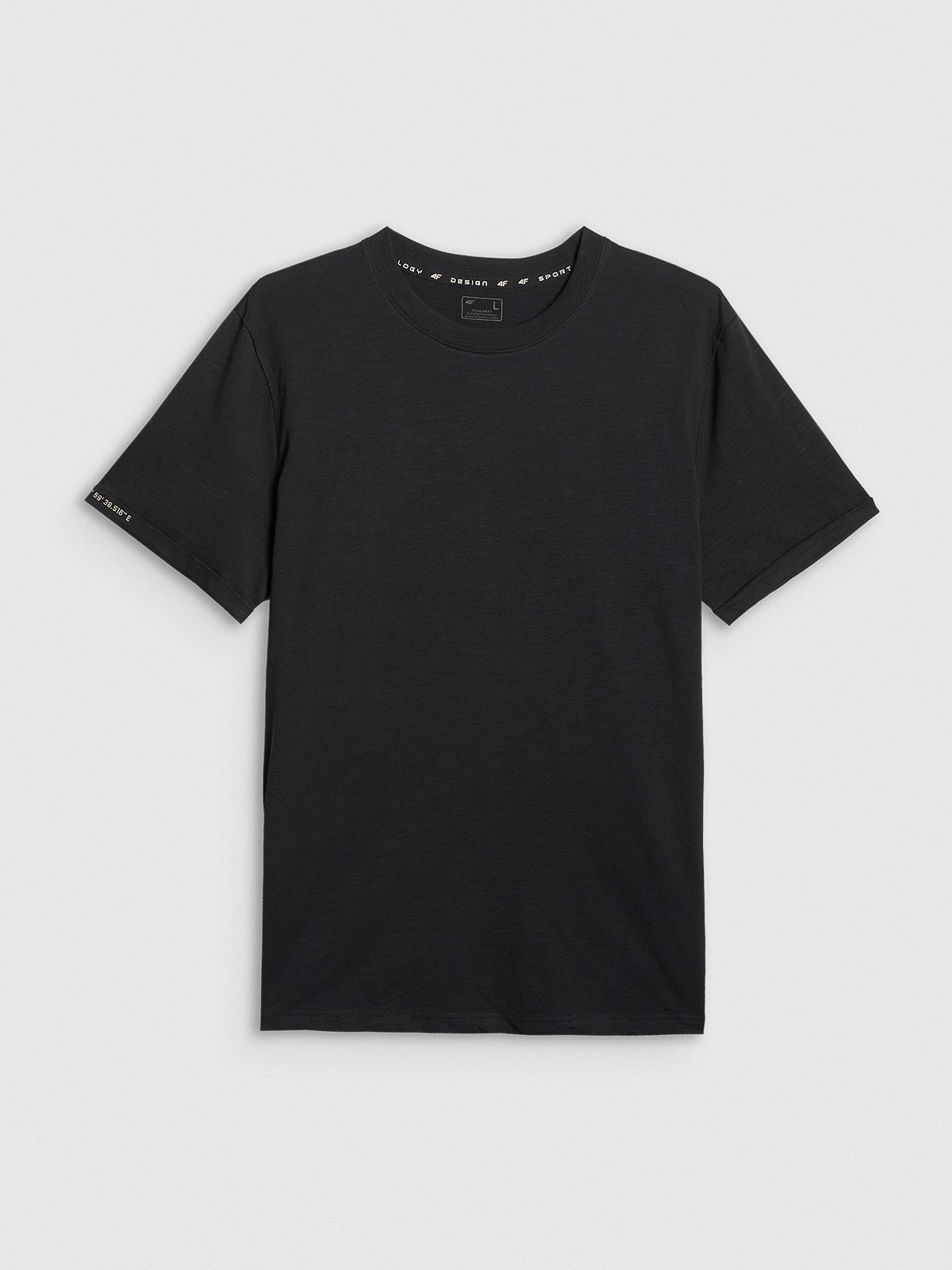 4F T-shirt regular gładki męski - czarny S