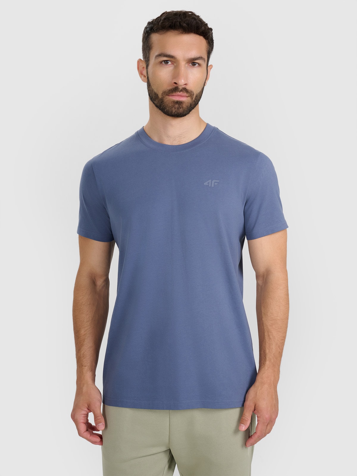 4F T-shirt regular gładki męski - granatowy 3XL