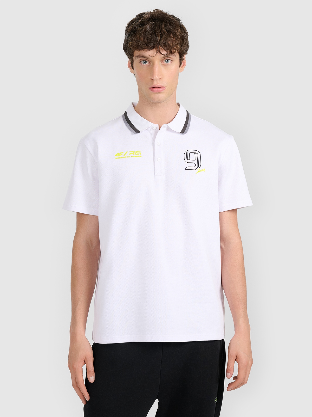 4F Koszulka polo regular męska 4F x Robert Lewandowski - biała L