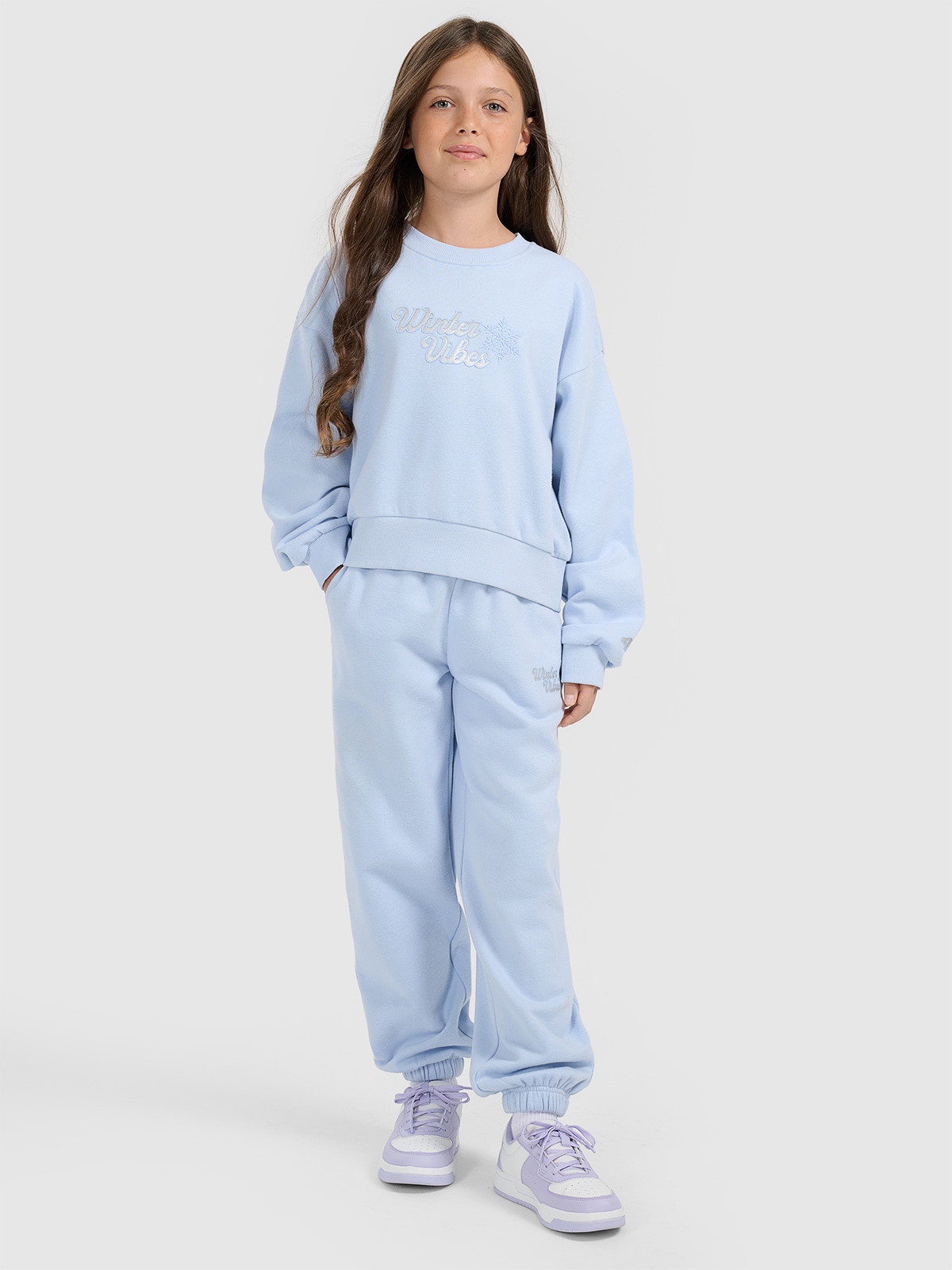 4F Spodnie dresowe joggery dziewczęce - niebieskie 152 (11-12 lat)