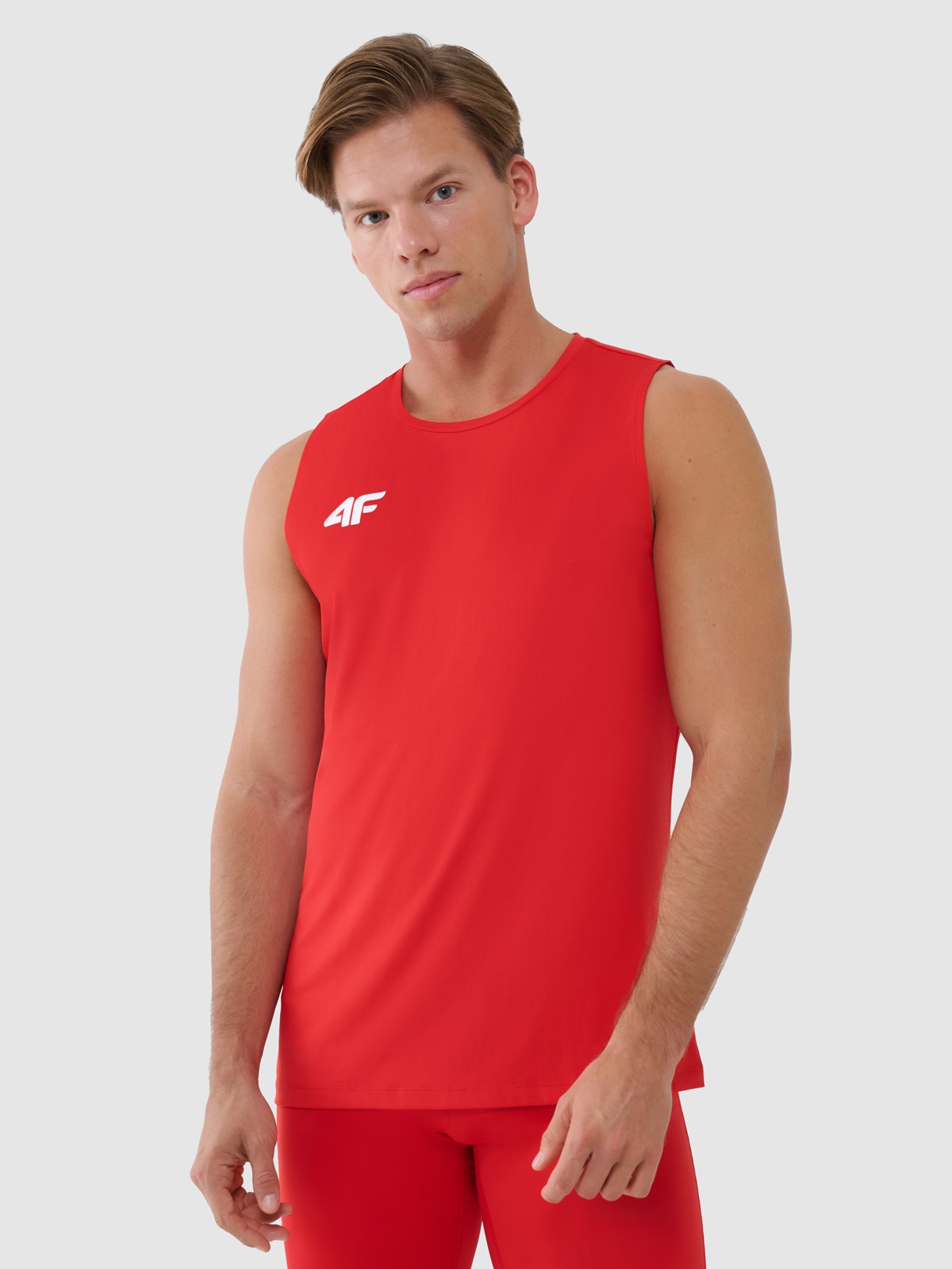 4F Tank top treningowy szybkoschnący męski - czerwony XXL