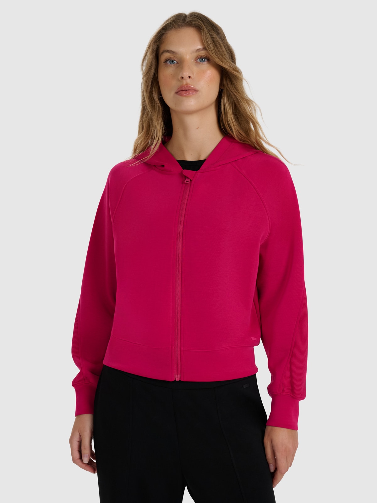 4F Bluza dresowa rozpinana z modalem damska - różowa M