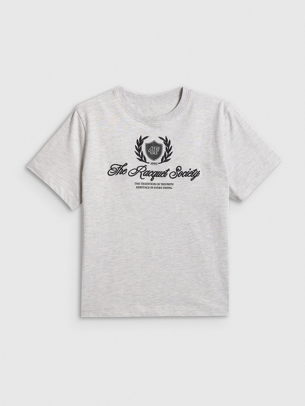 4F T-shirt boxy z nadrukiem damski - szary S