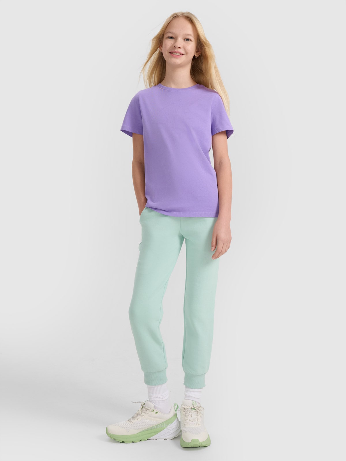 4F Spodnie dresowe joggery dziewczęce - turkusowe 146 (10-11 lat)