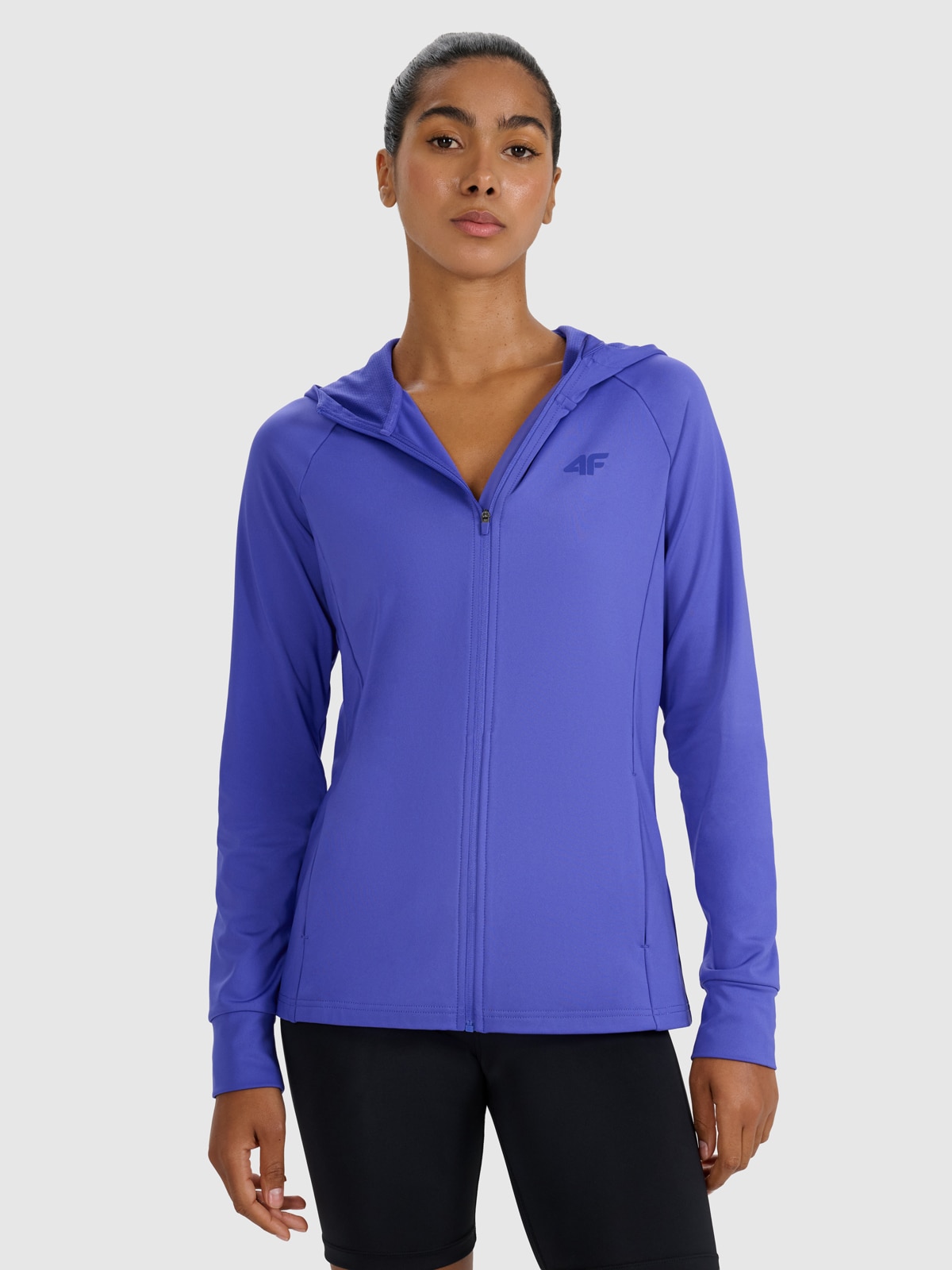 4F Bluza treningowa regular szybkoschnąca damska - niebieska L