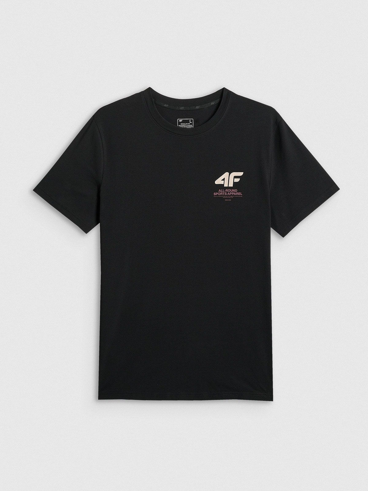 4F T-shirt regular gładki męski - czarny XL