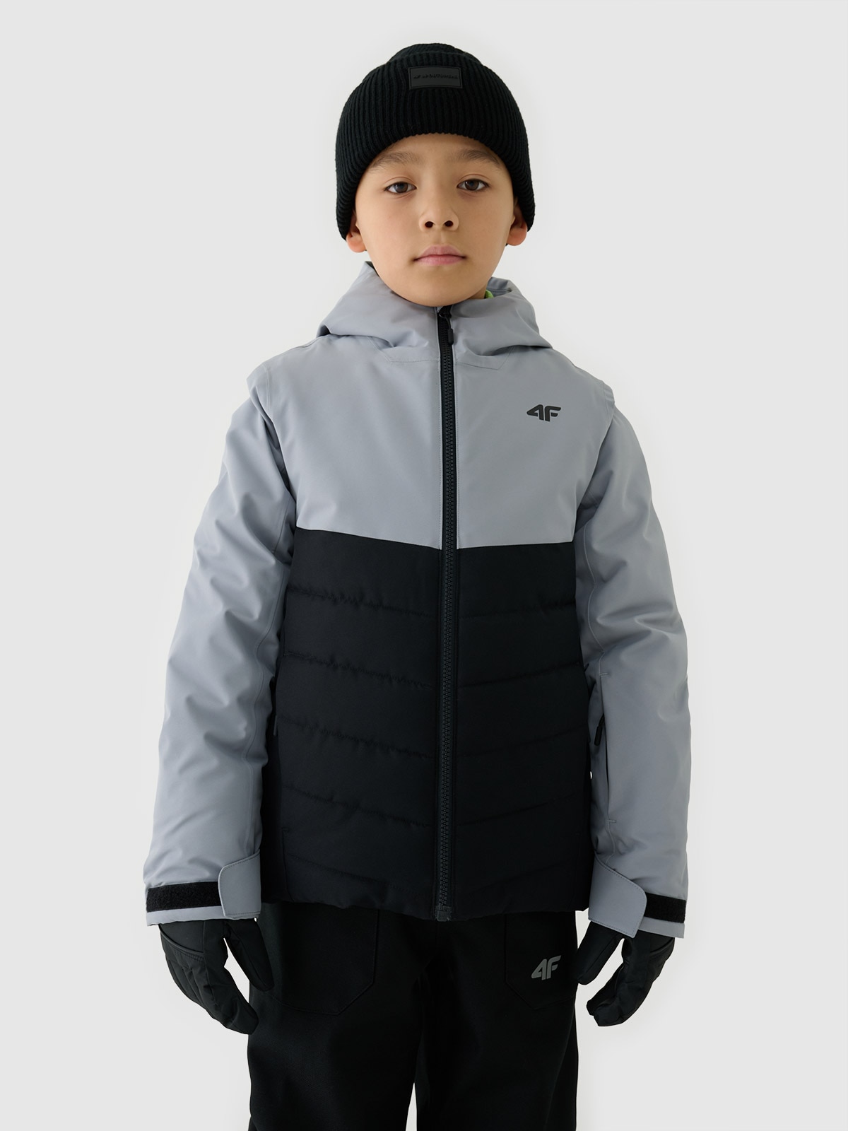 4F Kurtka narciarska membrana 5000 chłopięca - szara 164 (13-14 lat)
