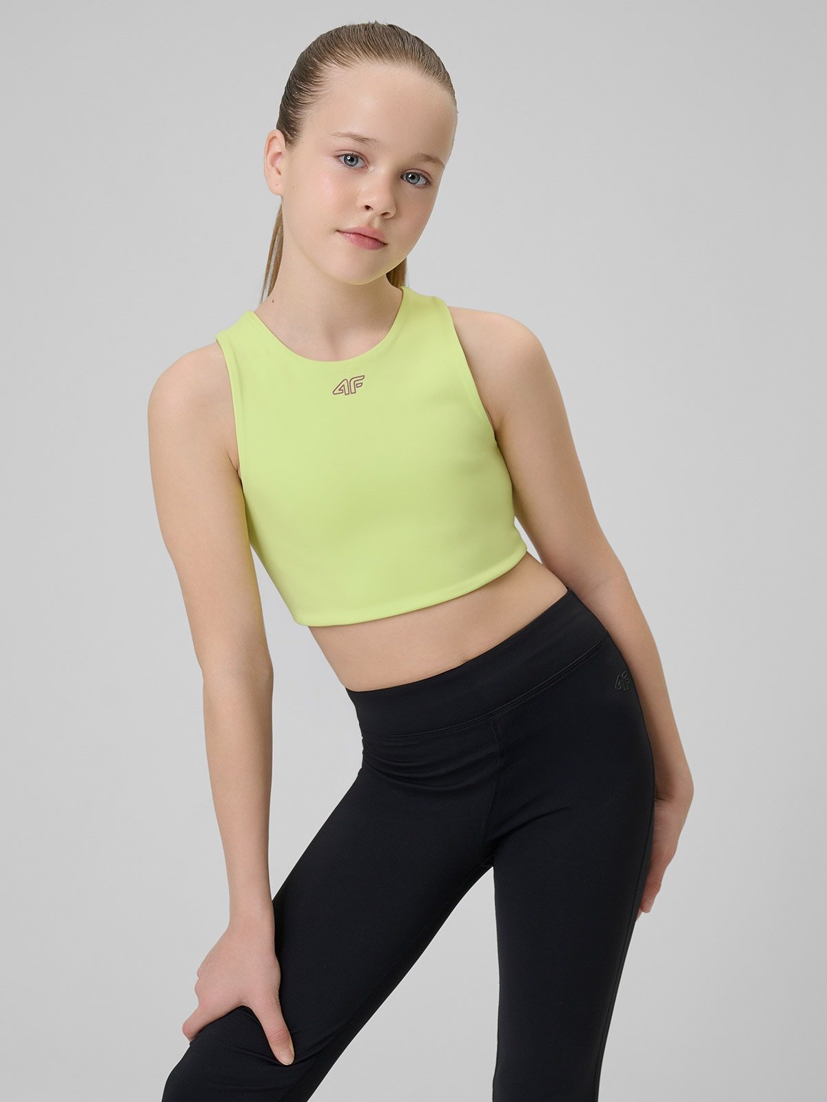 4F Stanik sportowy dziewczęcy - zielony 146/152 (10-12 lat)