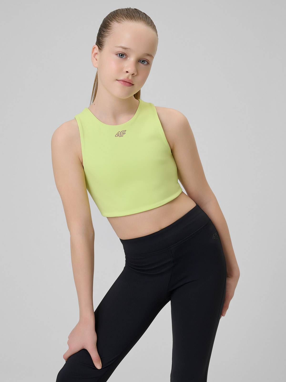 4F Stanik sportowy dziewczęcy - zielony 146/152 (10-12 lat)