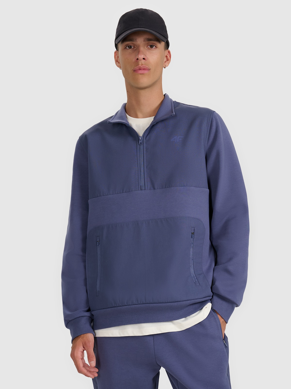 4F Bluza dresowa nierozpinana bez kaptura męska - granatowa XL