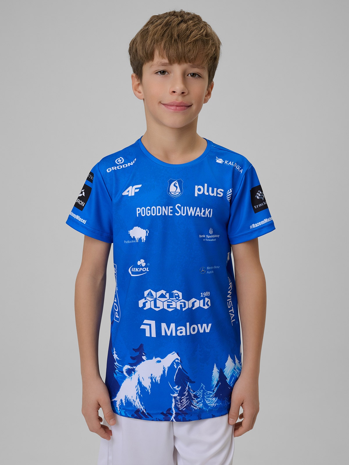 4F Koszulka meczowa replika wyjazdowa z sezonu 2025/26 dziecięca 4F x Ślepsk Suwałki - niebieska 146/152 (10-12 lat)