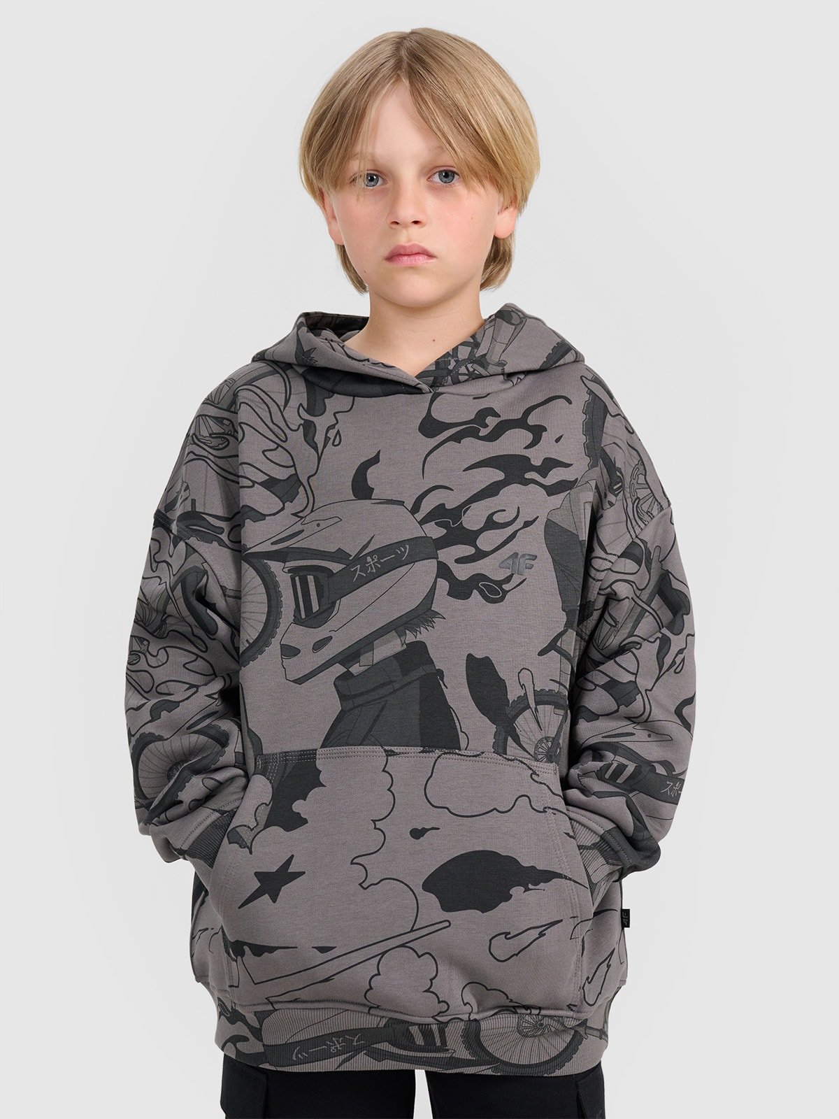 4F Bluza dresowa nierozpinana z kapturem chłopięca - multikolor 164 (13-14 lat)