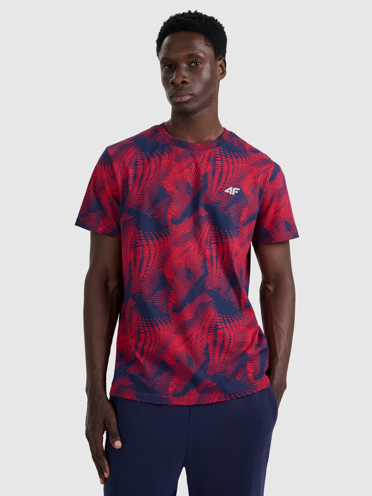 4F T-shirt regular z nadrukiem męski - czerwony L