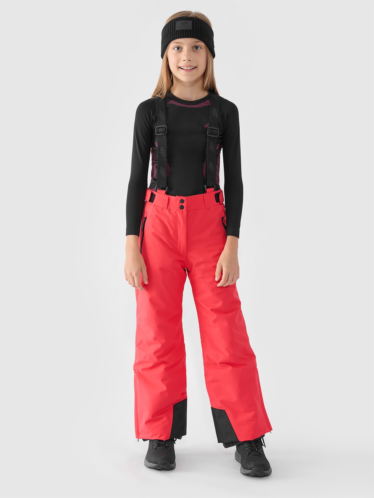 4F Spodnie narciarskie membrana 8000 dziewczęce - czerwone 122 (6-7 lat)
