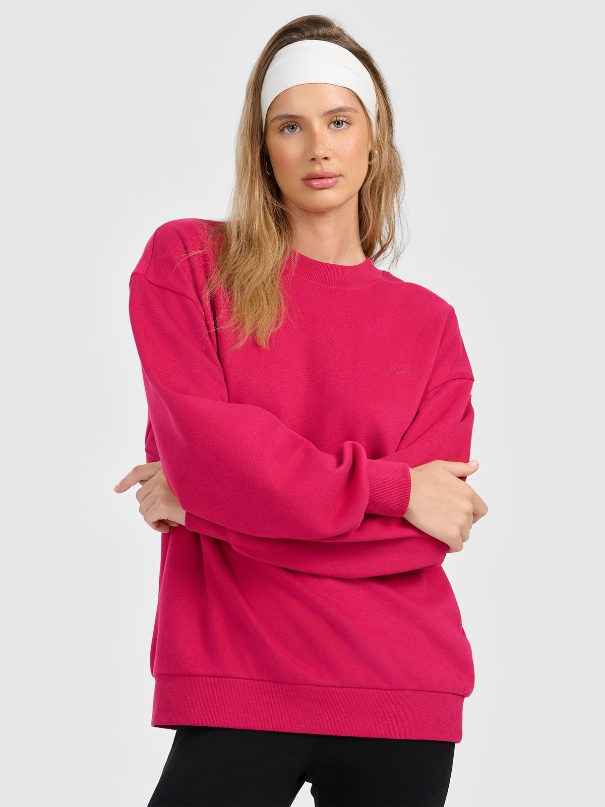 4F Bluza dresowa nierozpinana bez kaptura damska - różowa L