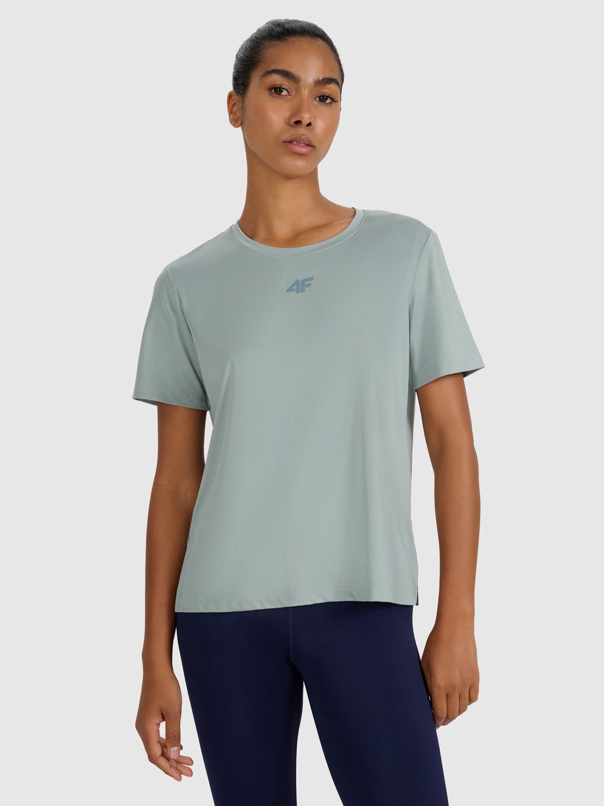4F Koszulka treningowa regular szybkoschnąca damska - zielona XXL