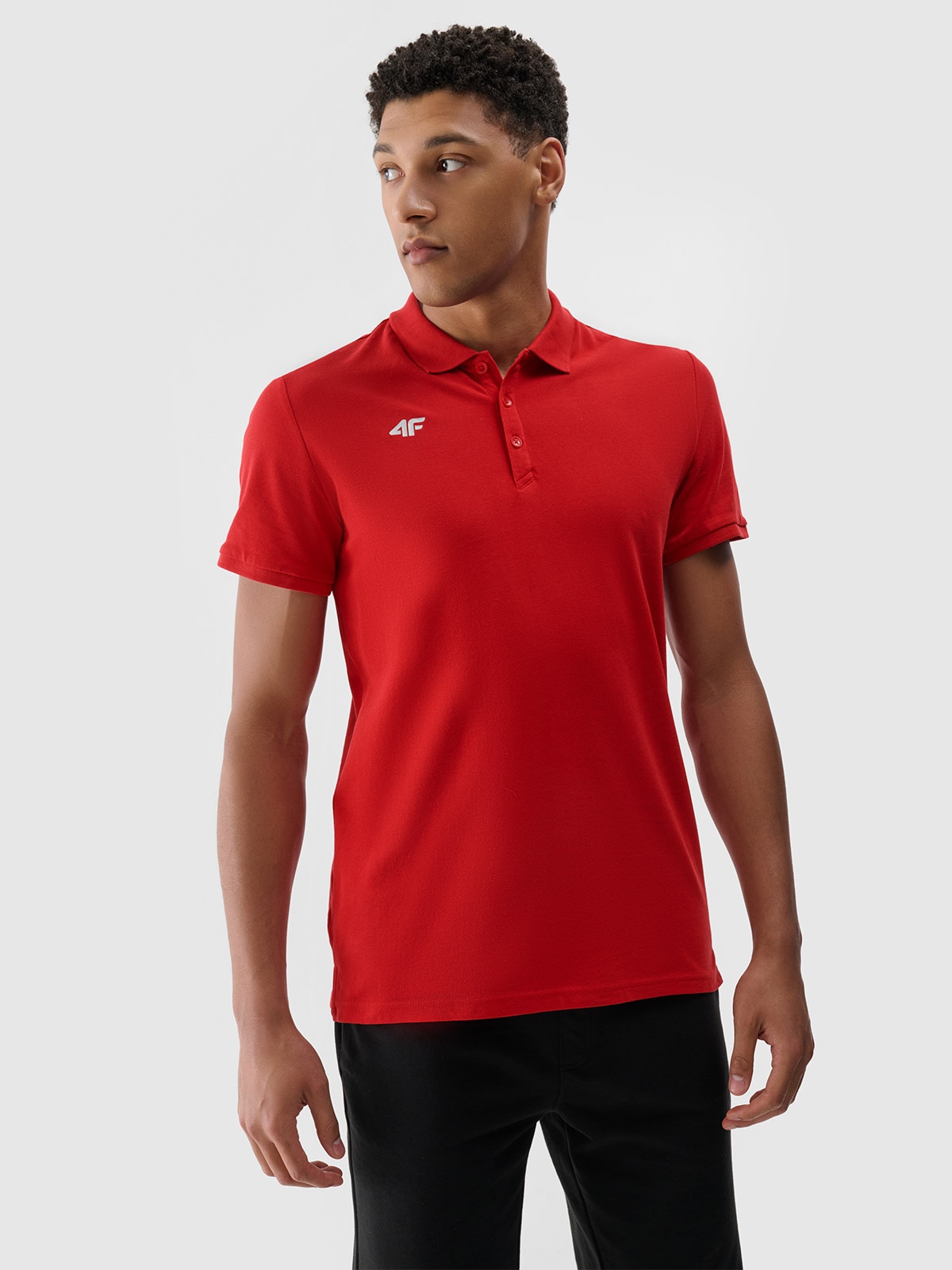 4F Koszulka polo regular męska - czerwona S