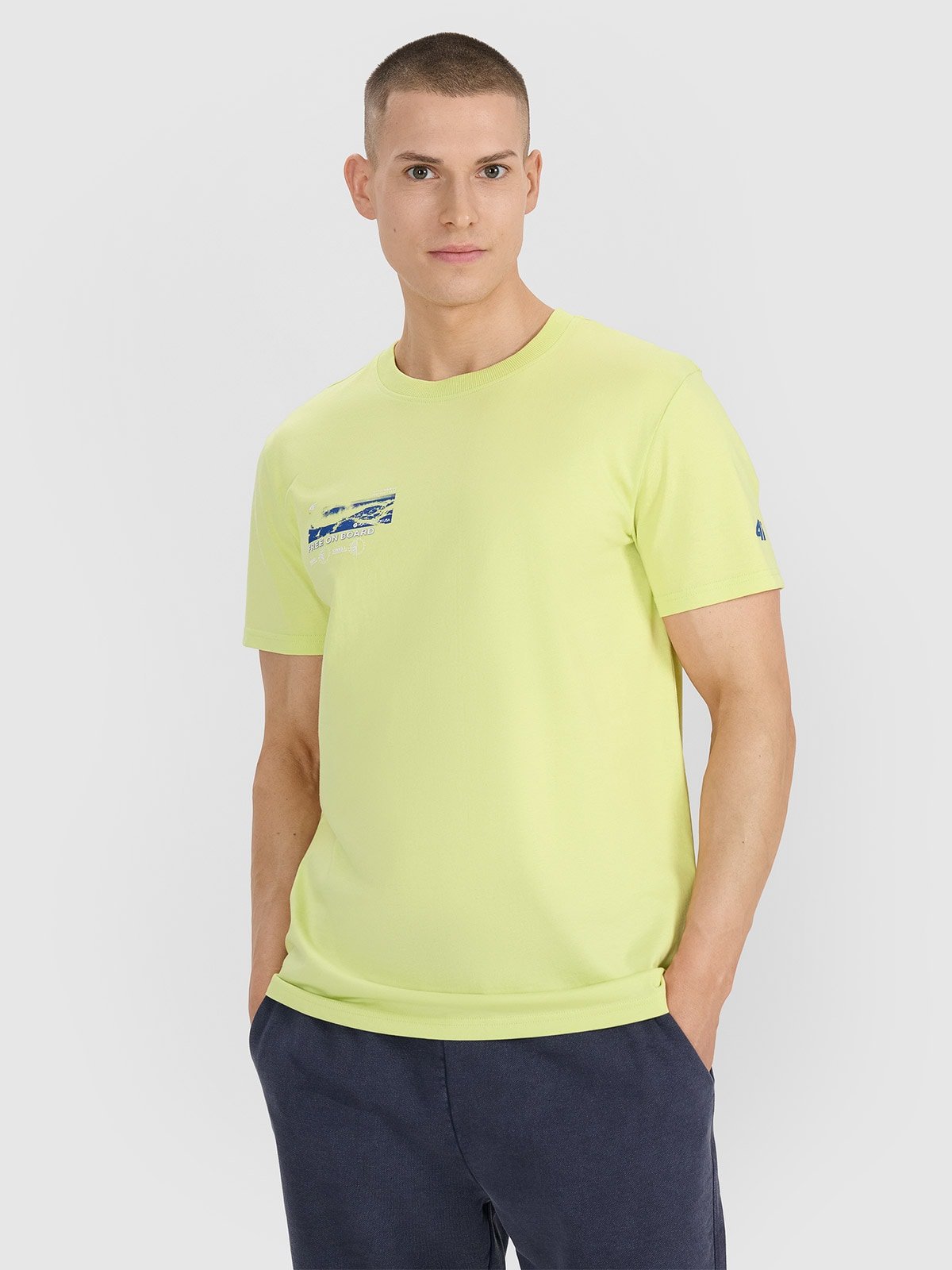 4F T-shirt regular z nadrukiem męski - zielony XL