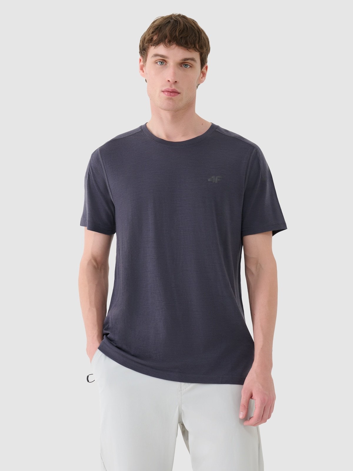 4F Koszulka trekkingowa z wełną Merino męska - szara S