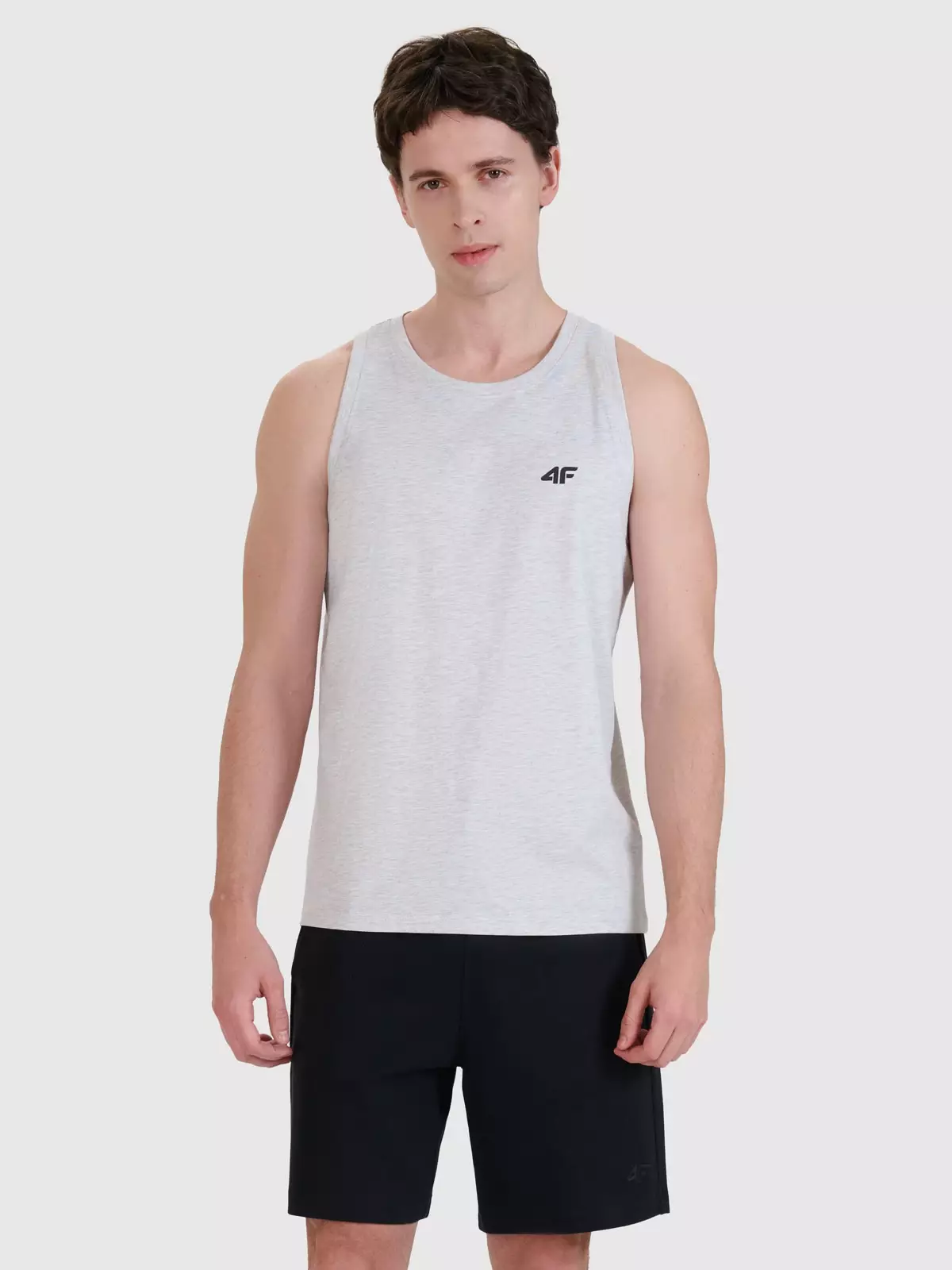 4F Tank top regular gładki męski - szary XL