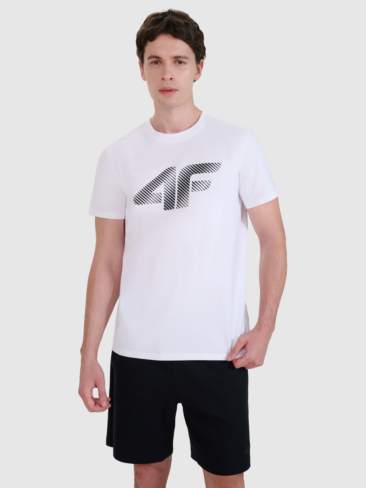 4F T-shirt regular z nadrukiem męski - biały 3XL