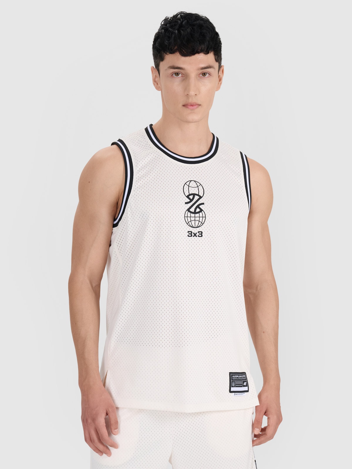 4F Tank top do koszykówki oversize szybkoschnący męski - biały XXL