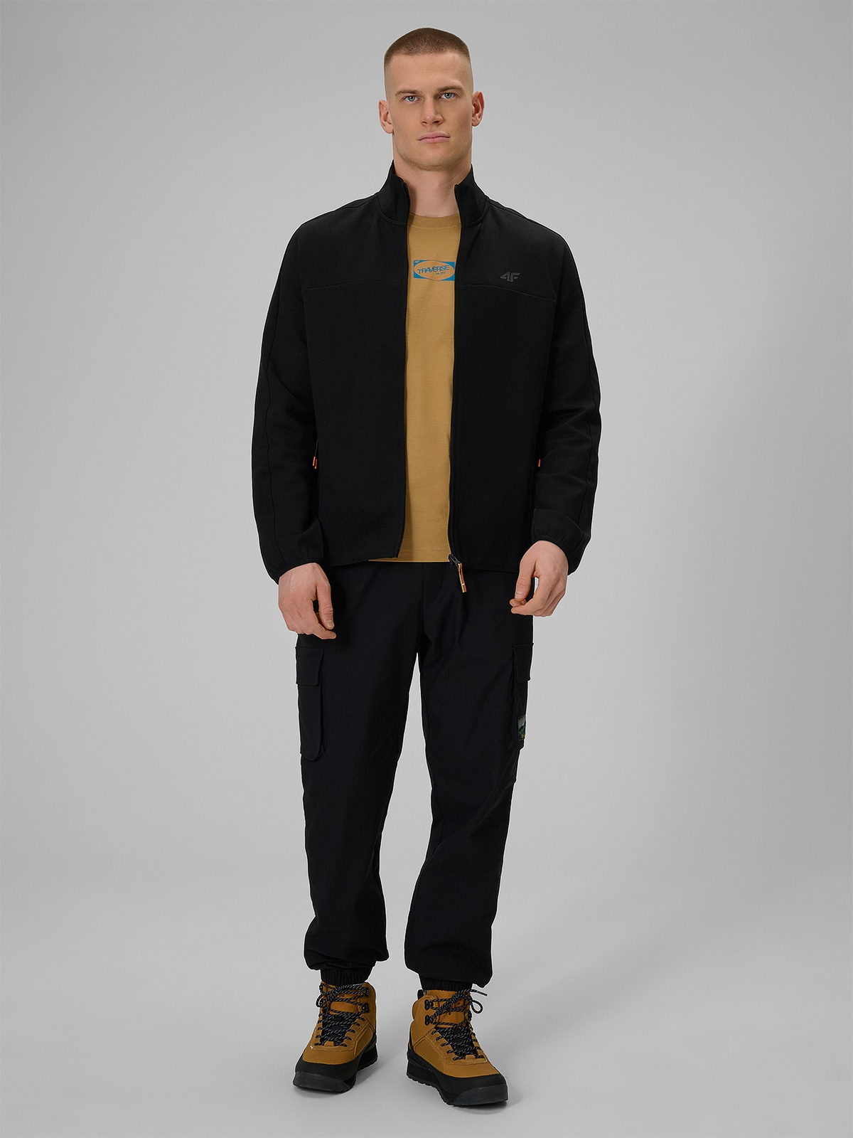 4F Spodnie casual cargo męskie - czarne M