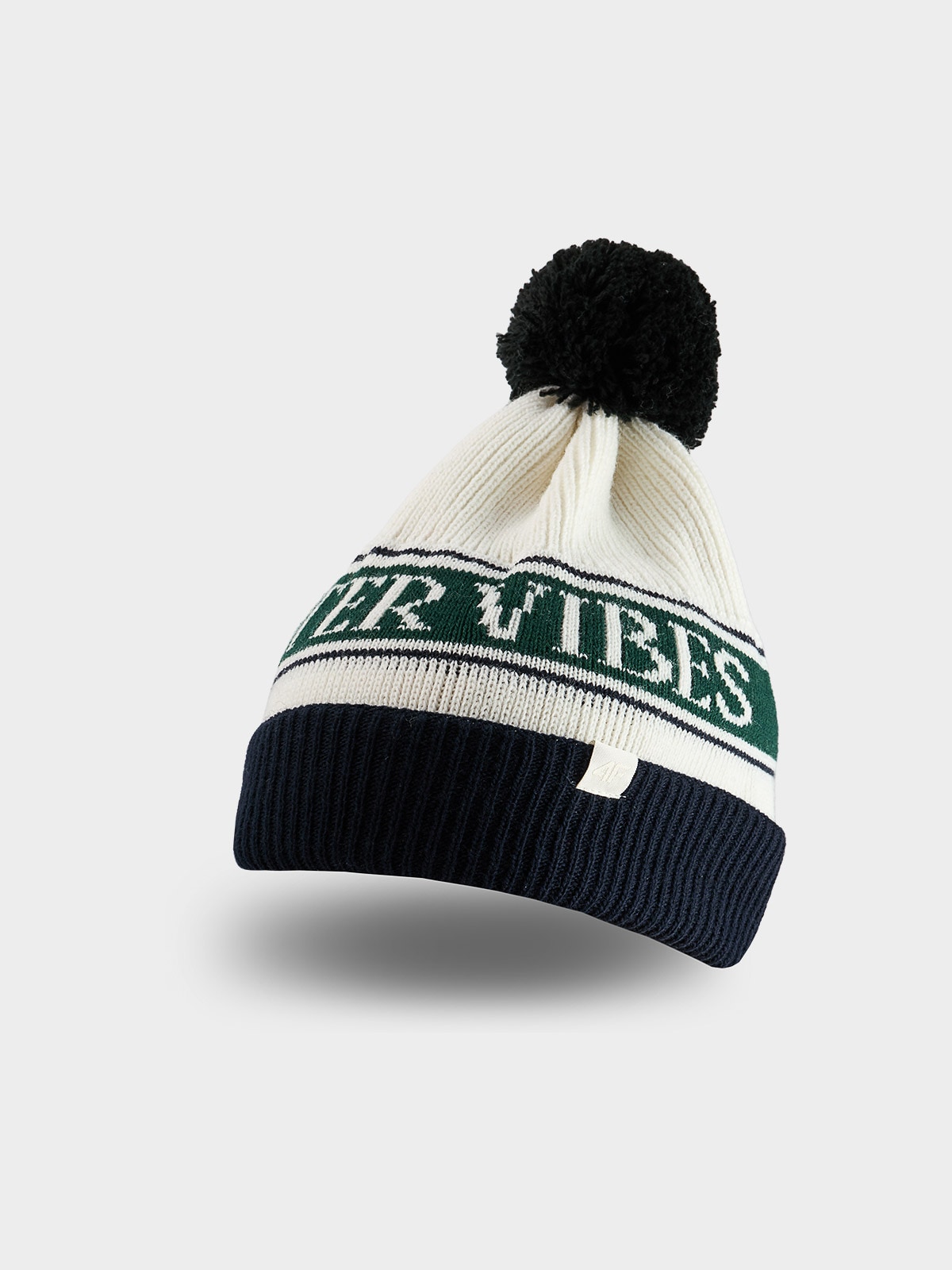 4F Czapka zimowa z pomponem chłopięca - granatowa Uniwersalny