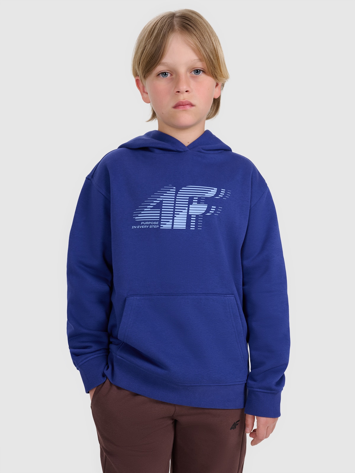 4F Bluza dresowa nierozpinana z kapturem chłopięca - granatowa 152 (11-12 lat)