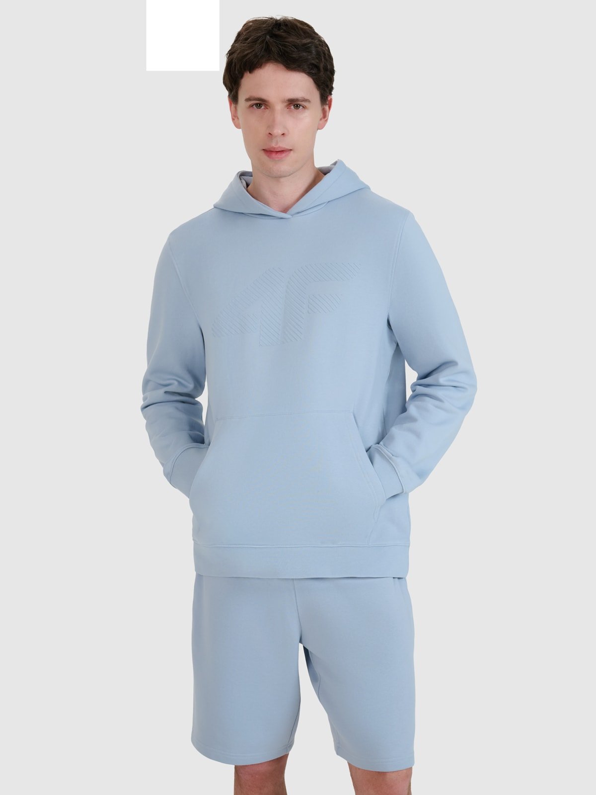 4F Bluza dresowa nierozpinana z kapturem męska - niebieska XXL