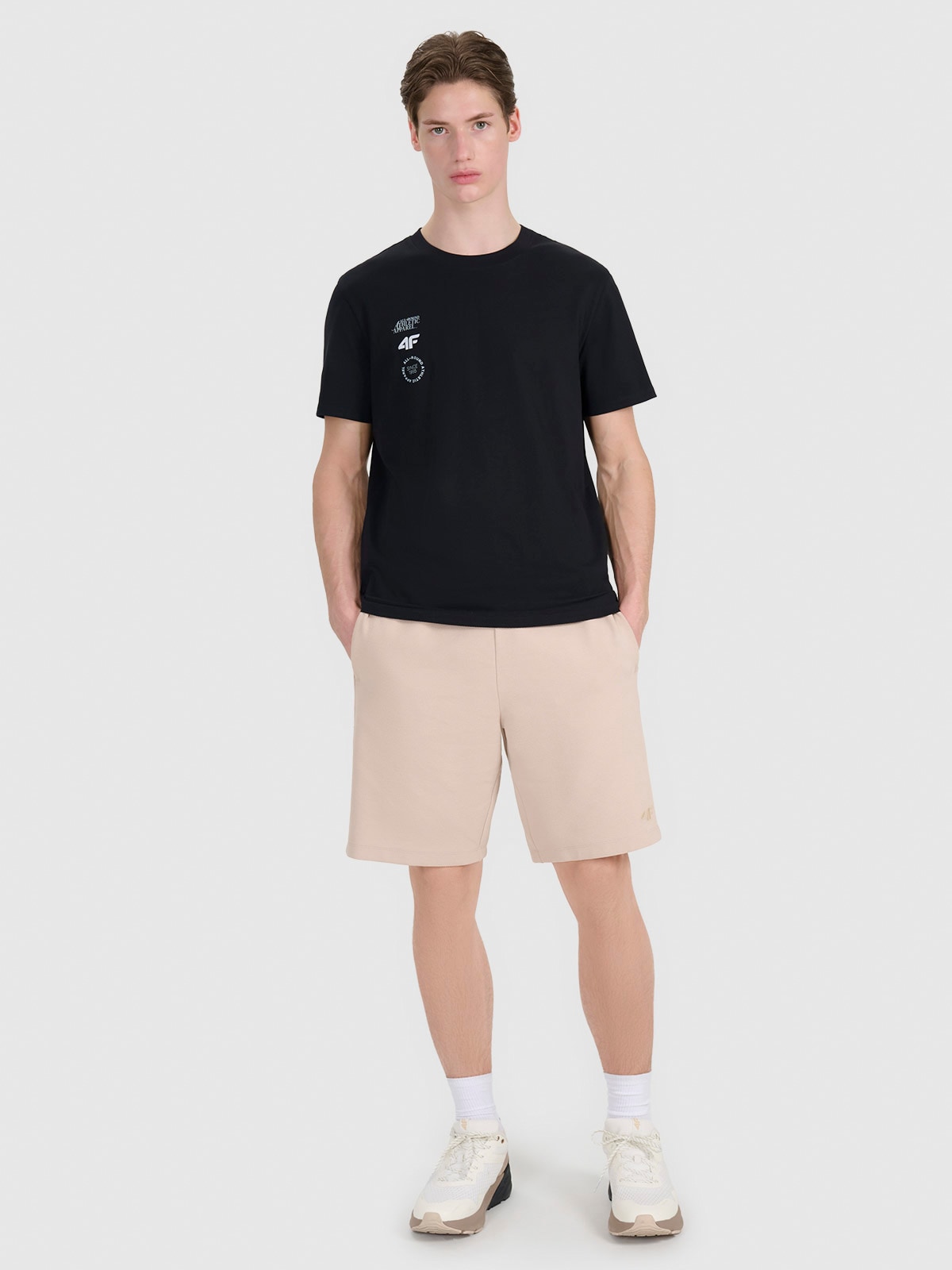 4F Spodenki dresowe męskie - beżowe L