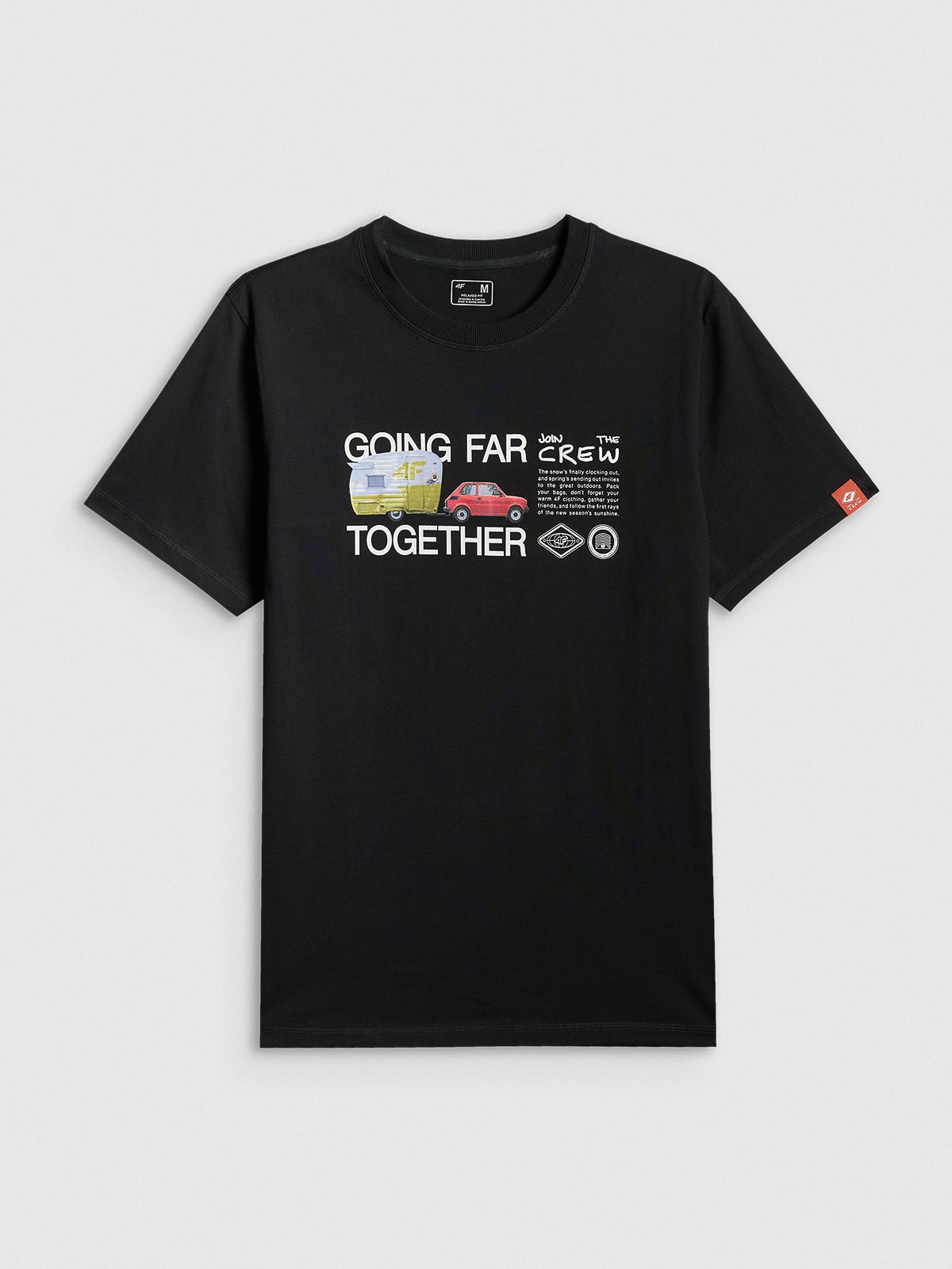 4F T-shirt regular z nadrukiem męski - czarny XL