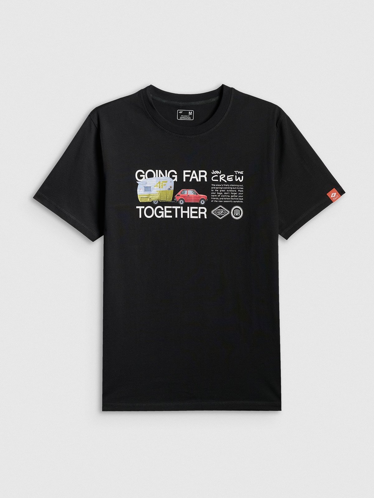 4F T-shirt regular z nadrukiem męski - czarny XL