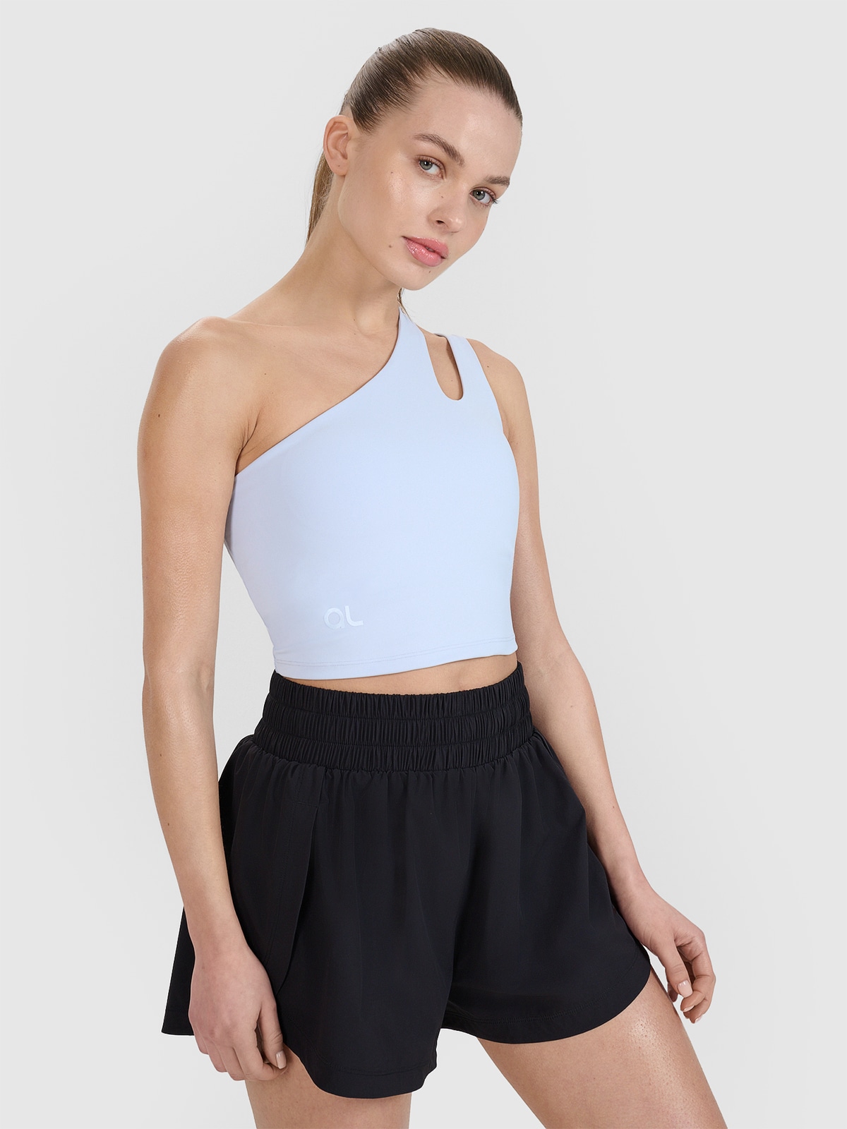 4F Crop top treningowy na jedno ramię 4F x Anna Lewandowska - niebieski M