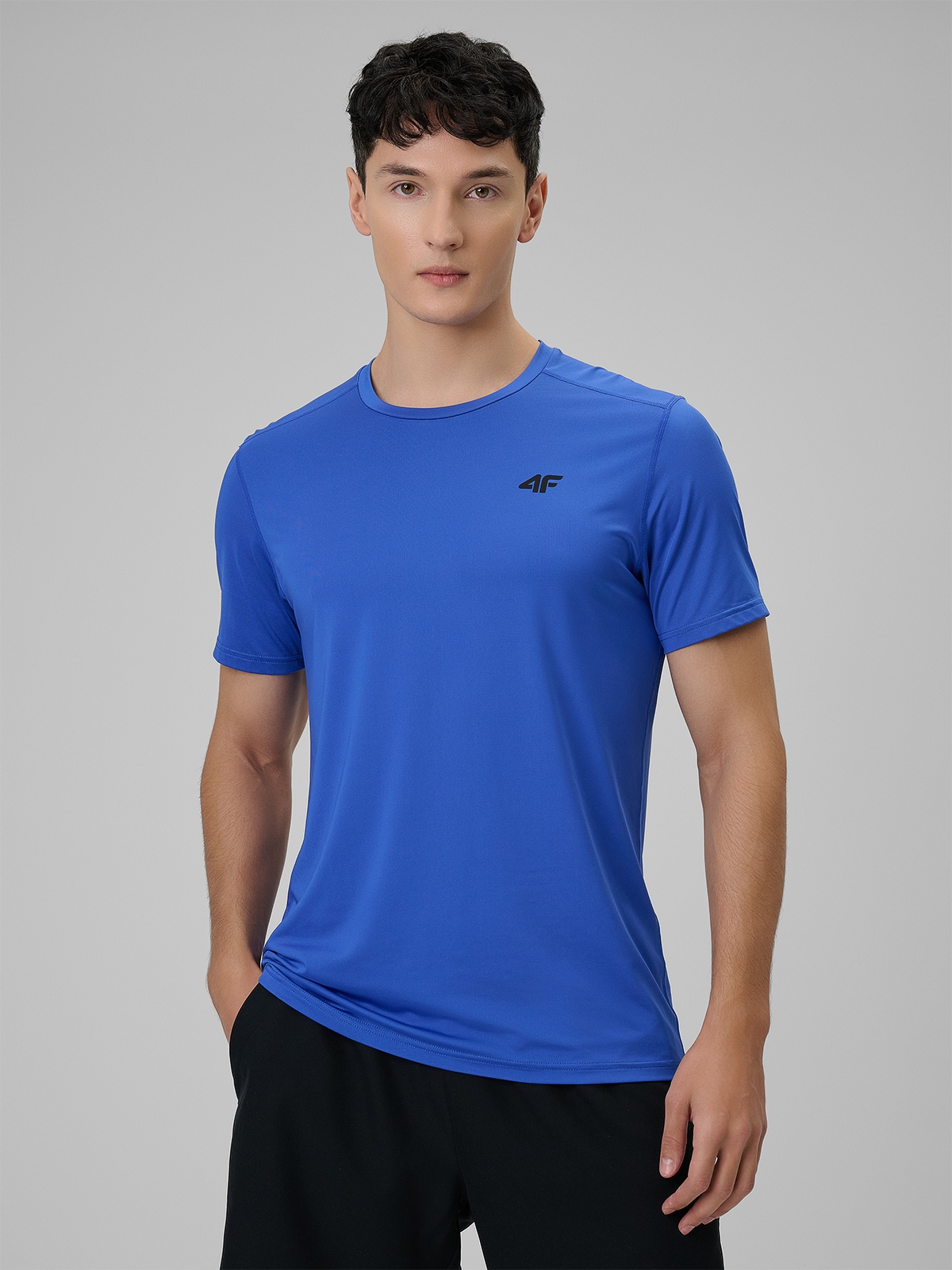 4F Koszulka treningowa regular szybkoschnąca męska - niebieska 3XL