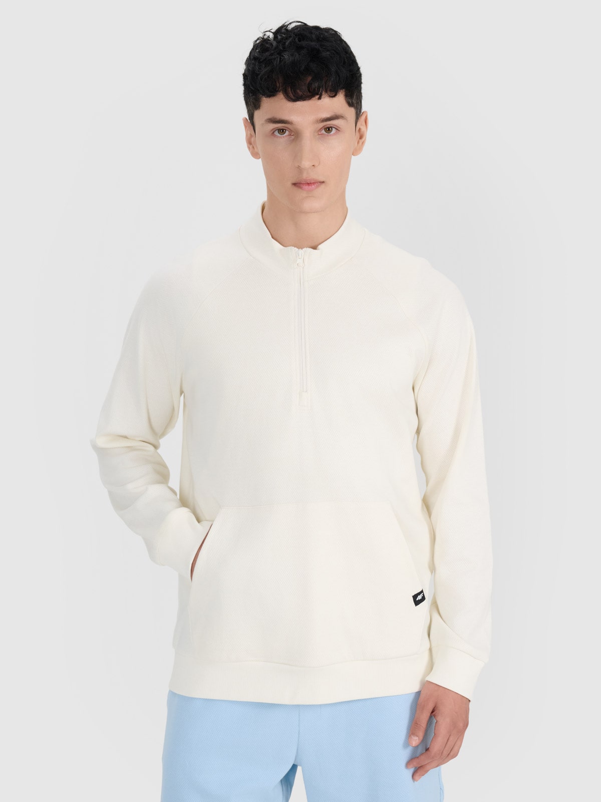 4F Bluza dresowa nierozpinana bez kaptura męska - biała XL