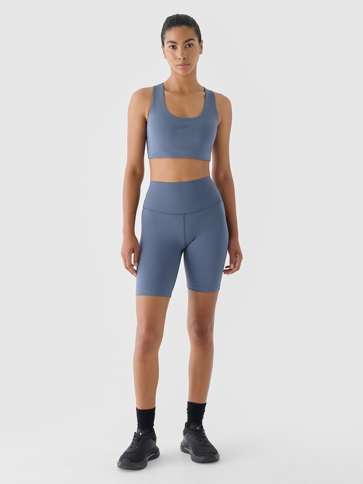 4F Legginsy krótkie treningowe damskie - granatowe M