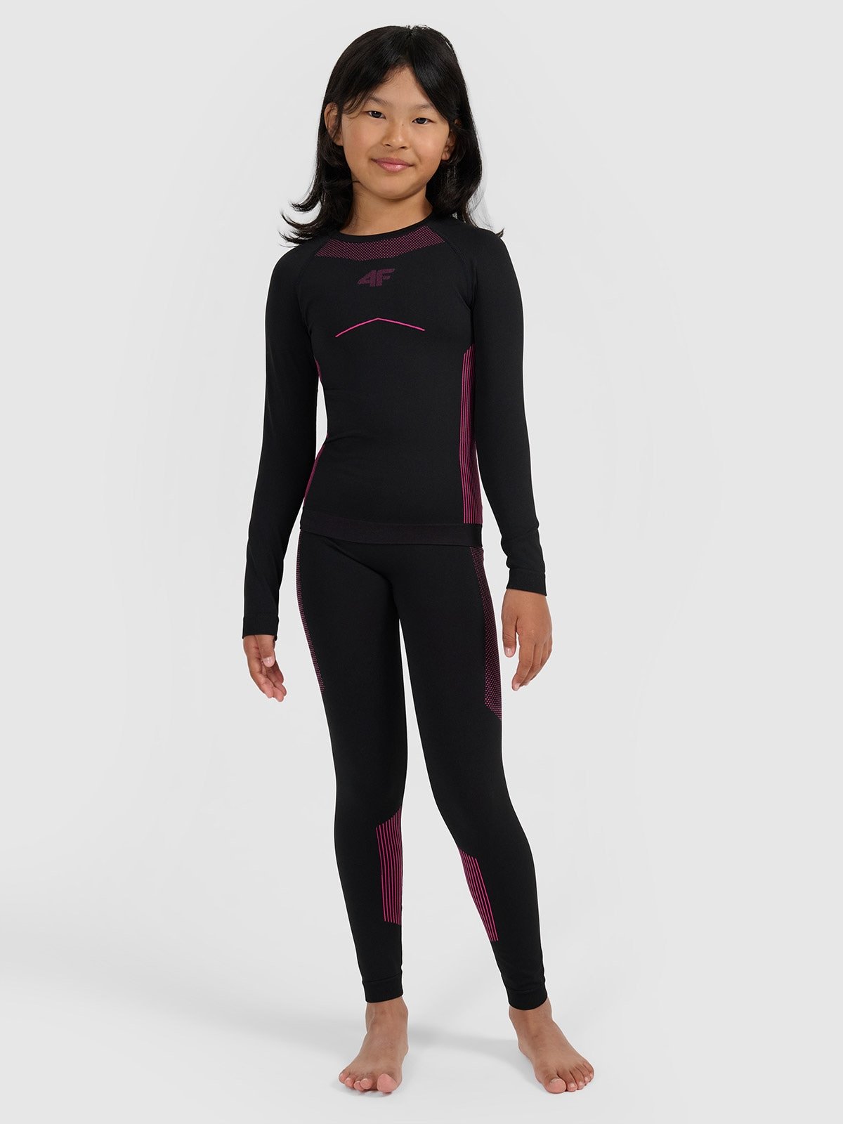 4F Bielizna termoaktywna bezszwowa komplet dziewczęca - czarna 164 (13-14 lat)