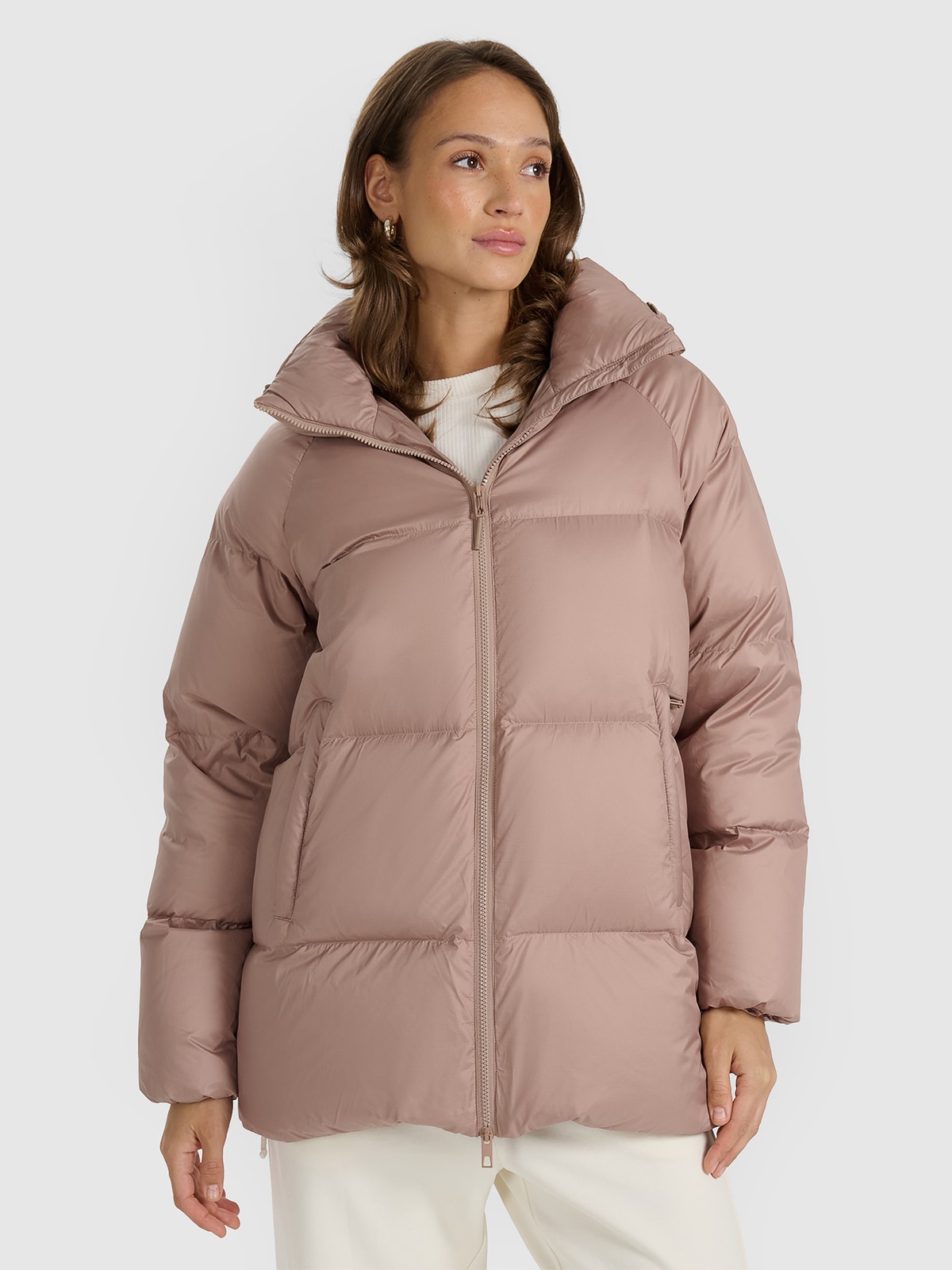 4F Kurtka puchowa z wypełnieniem naturalnym damska - beżowa M