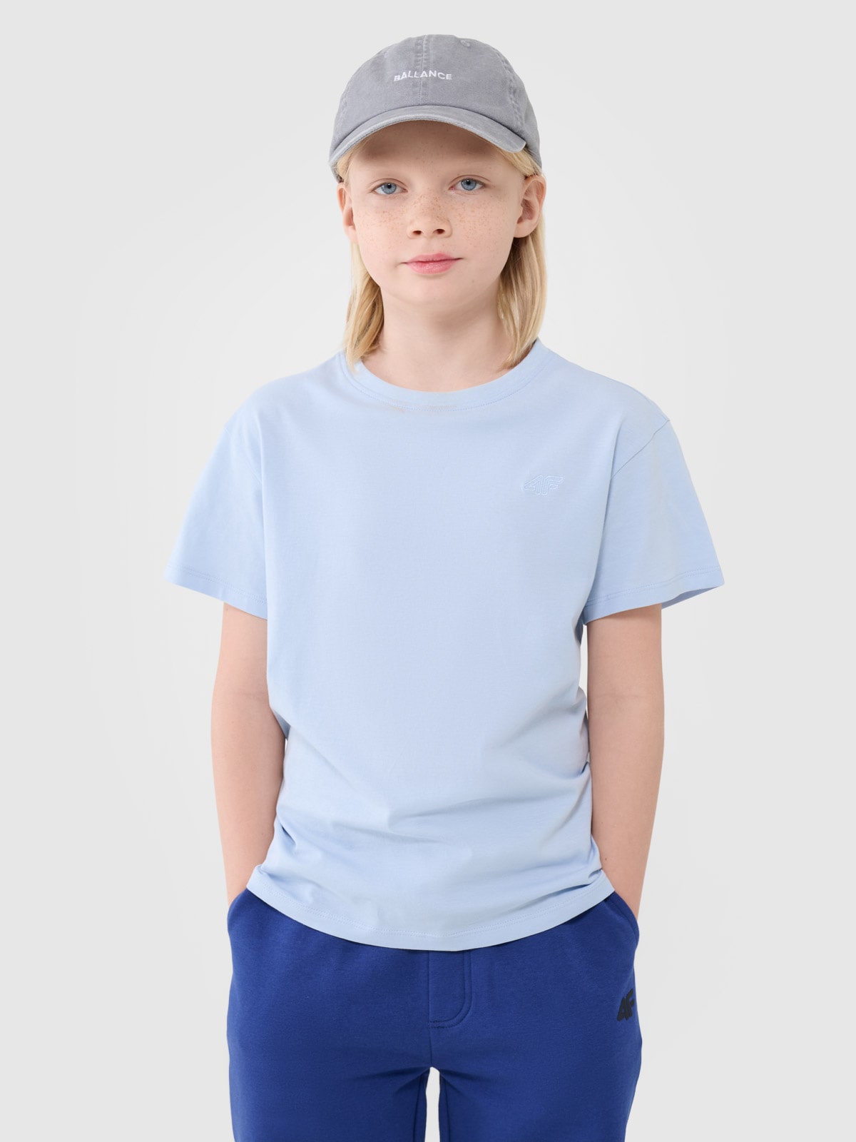 4F T-shirt oversize gładki chłopięcy - niebieski 146 (10-11 lat)