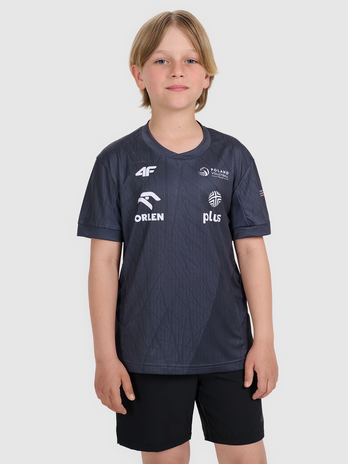 4F Koszulka treningowa replika dziecięca 4F x Polska Siatkówka - szara 134/140 (8-10 lat)
