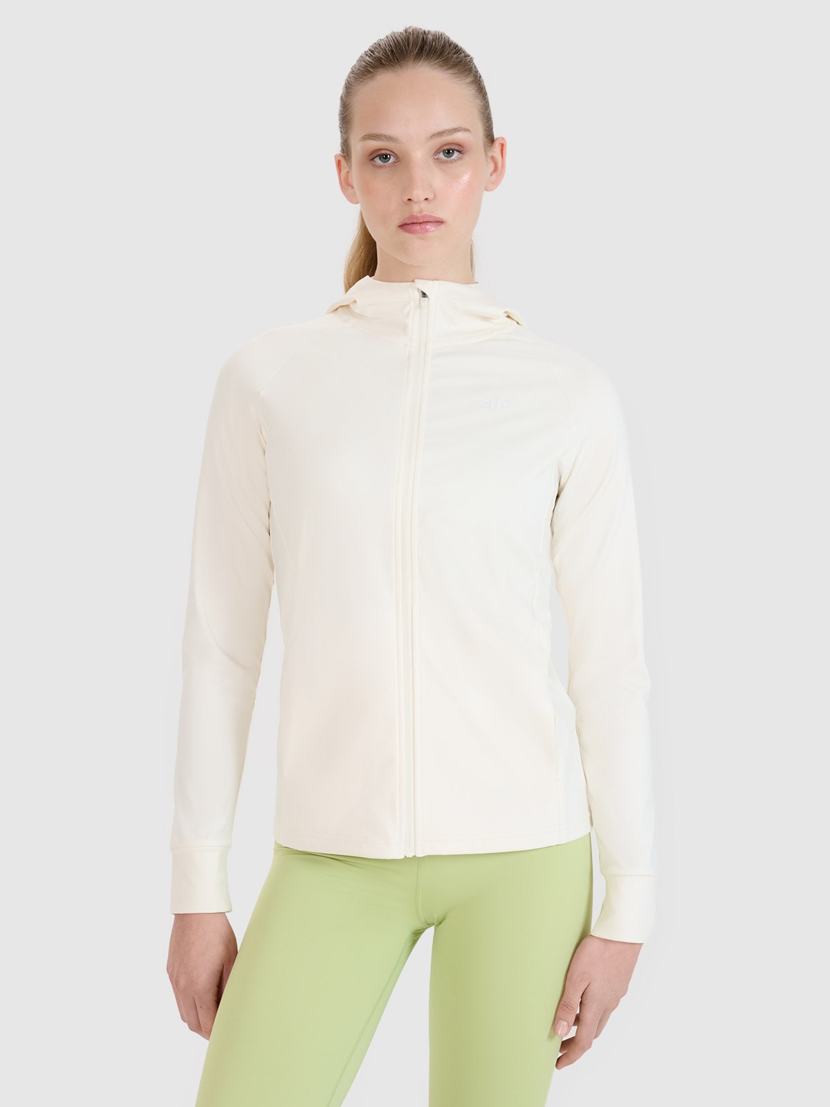 4F Bluza treningowa regular szybkoschnąca damska - biała L