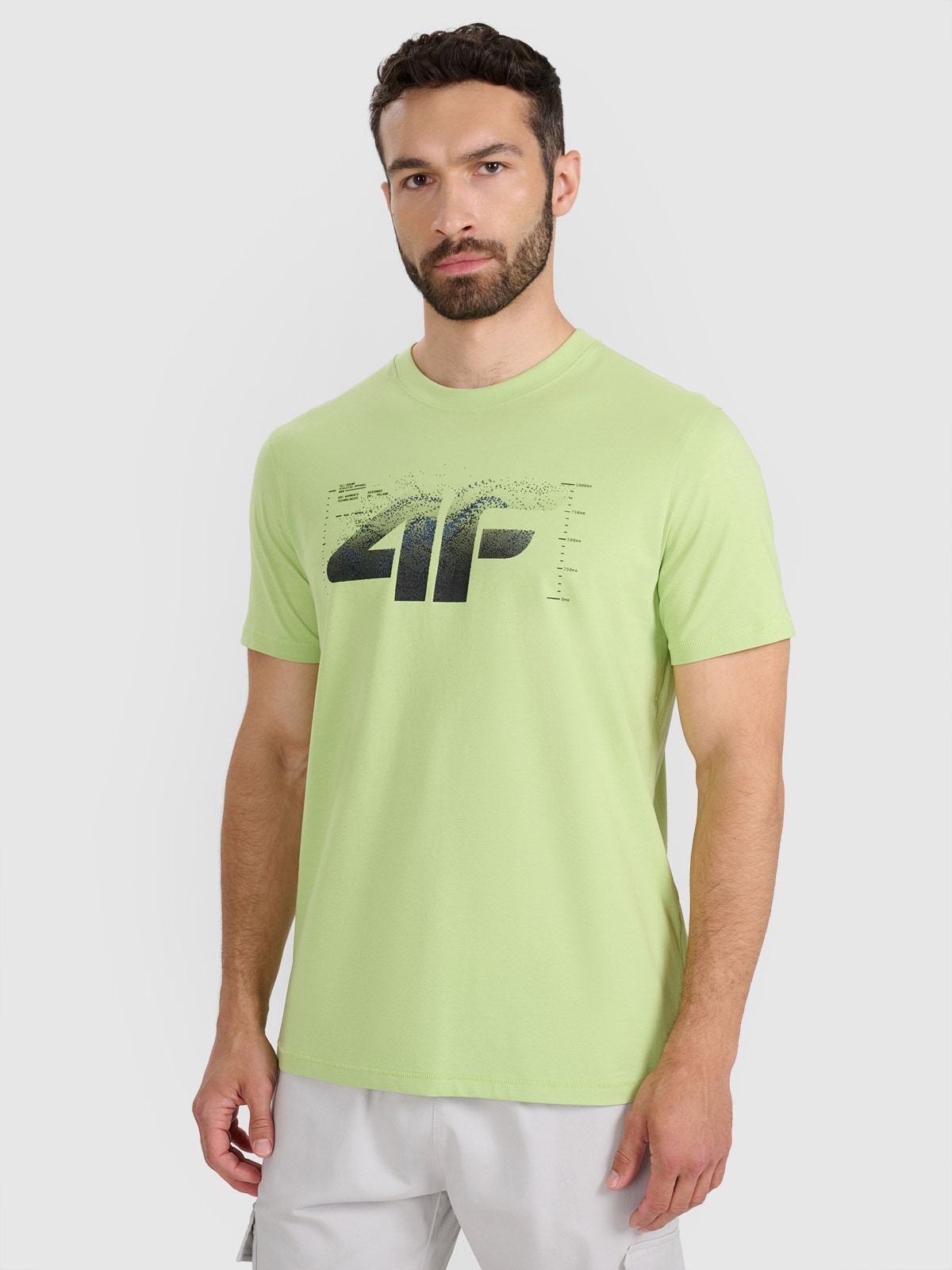 4F T-shirt regular z nadrukiem męski - zielony M