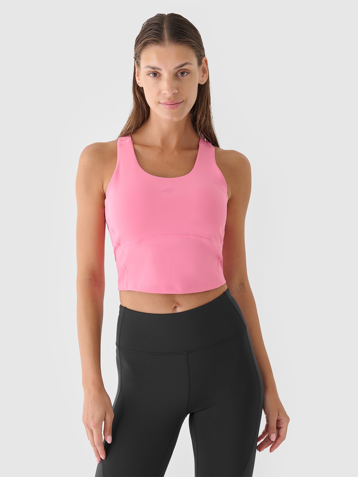 4F Crop top treningowy szybkoschnący damski - różowy XXL