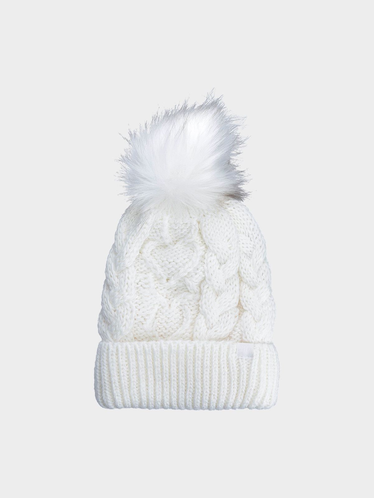 4F Czapka zimowa dziewczęca - biała Uniwersalny