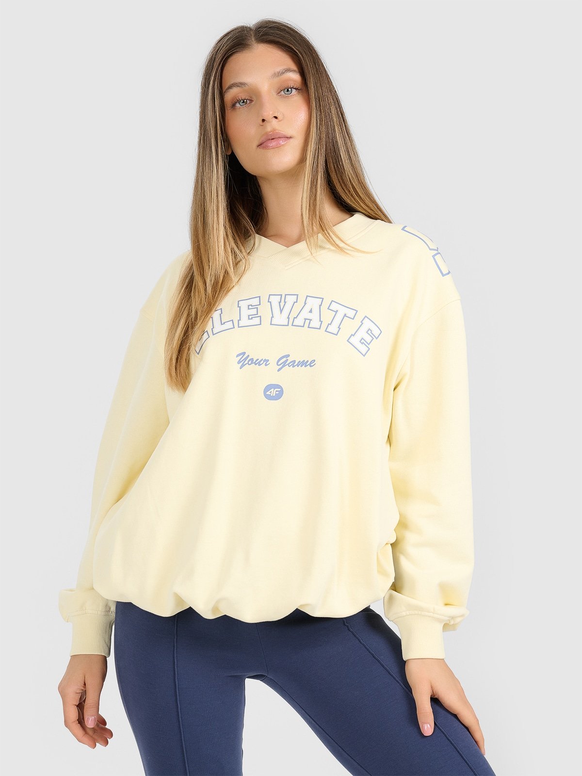 4F Bluza dresowa nierozpinana bez kaptura damska - żółta S