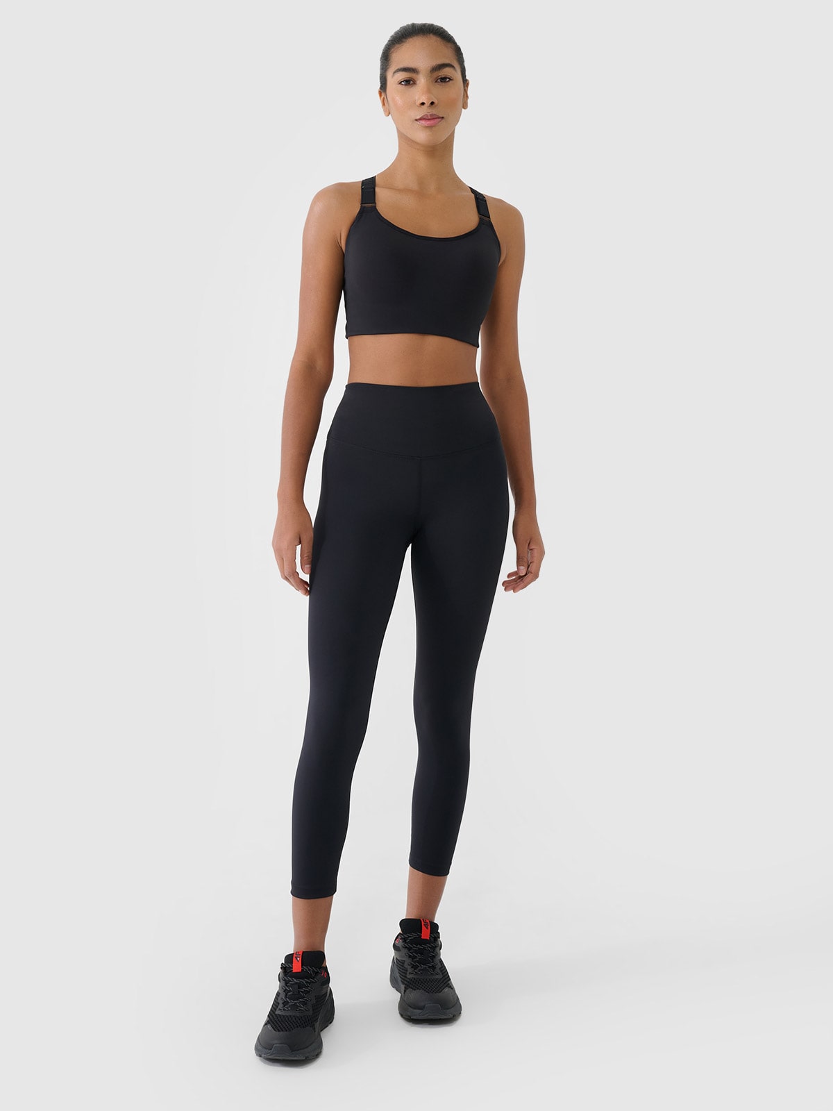 4F Legginsy treningowe 7/8 z wysokim stanem damskie - czarne L