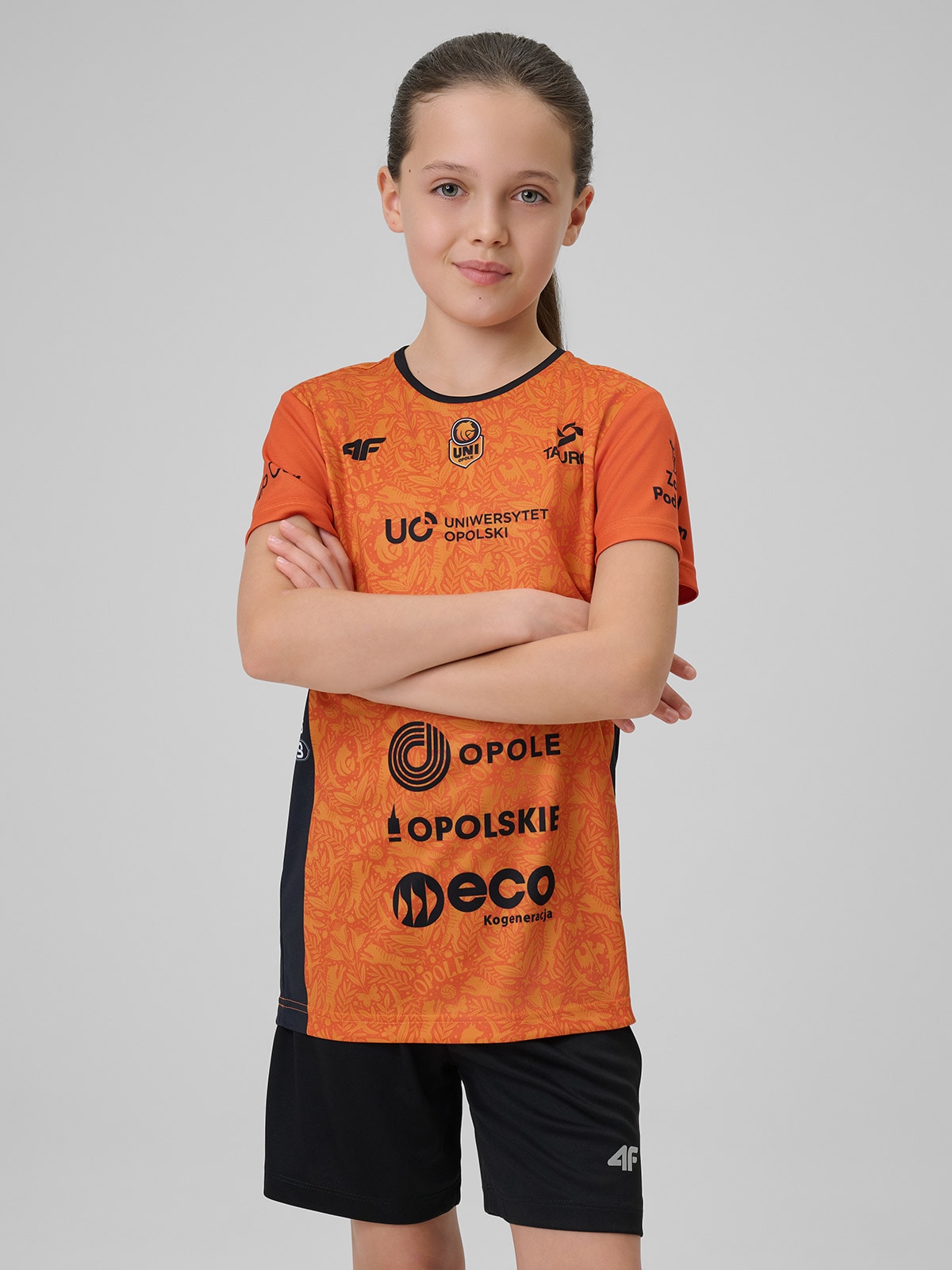 4F Koszulka meczowa replika domowa z sezonu 2025/26 dziecięca 4F x Uni Opole - pomarańczowa 158/164 (12-14 lat)