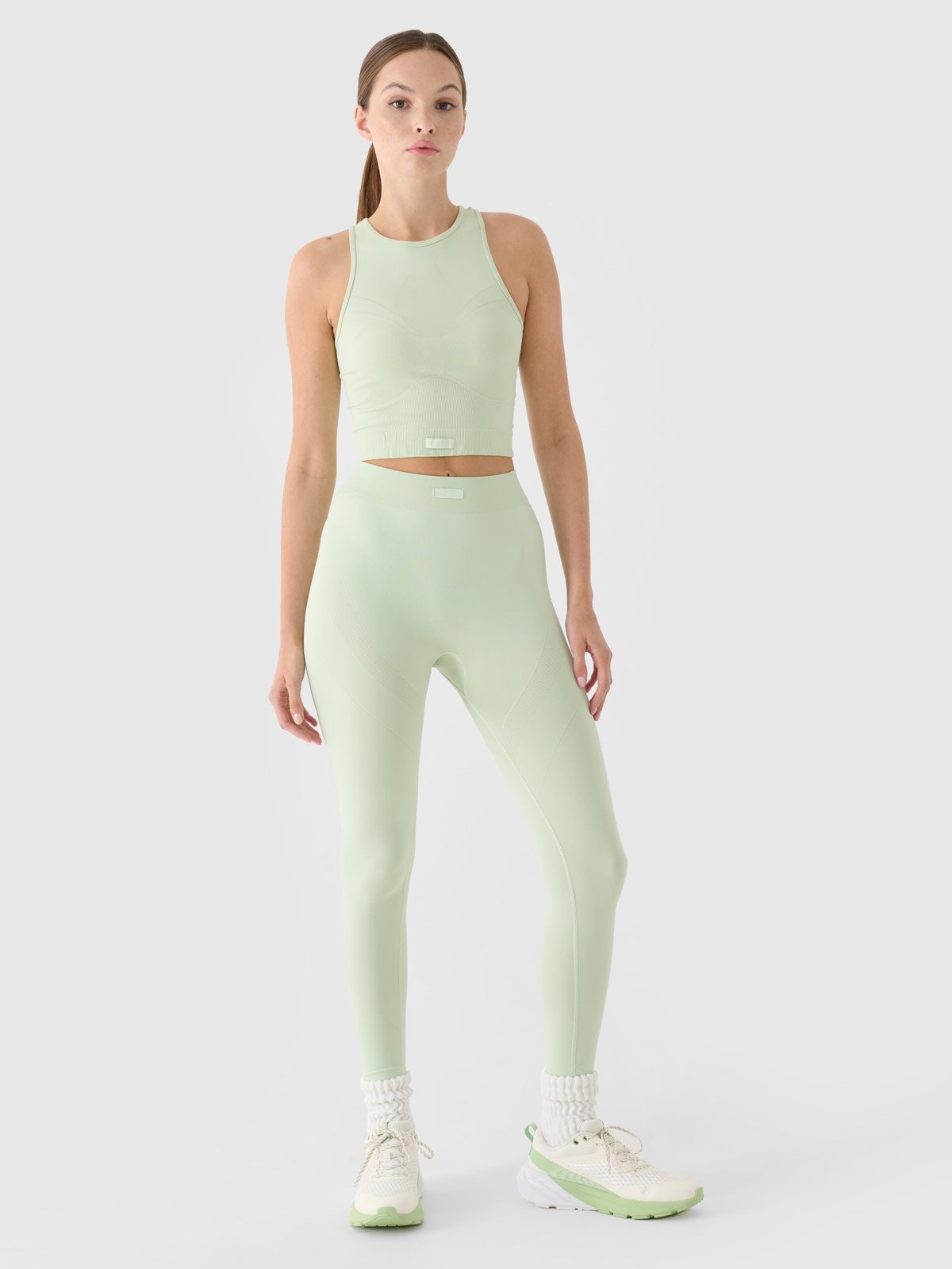 4F Legginsy treningowe z wysokim stanem damskie - turkusowe M/L