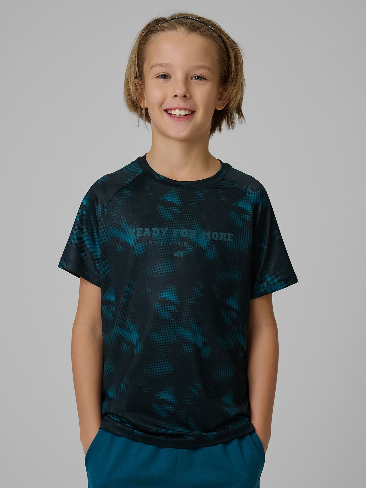 4F Koszulka sportowa szybkoschnąca chłopięca - multikolor 134/140 (8-10 lat)